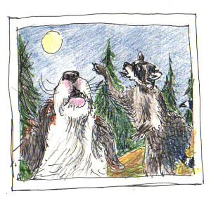 Flapjack and raucous raccoon howl at the moon. 