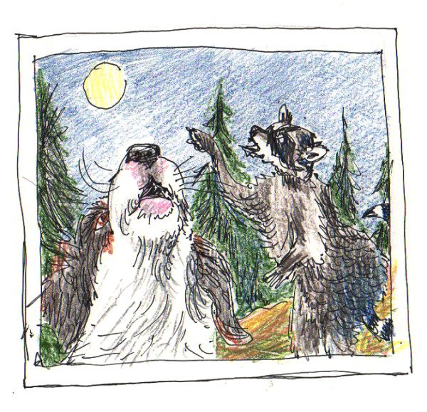 Flapjack and a raucous raccoon howl at the moon.