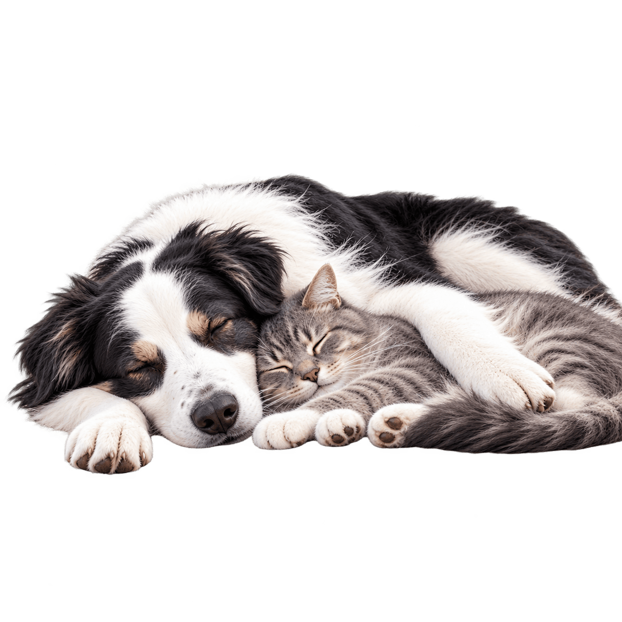 Flappy and Woody - The Adventures of Flapjack Flapjack and the neighborhood friend Woody, a roaming cat, taking a peaceful snooze together.