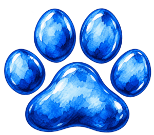 Glossy Blue Watercolor Paw Print - The Adventures of Flapjack Glossy blue watercolor paw print